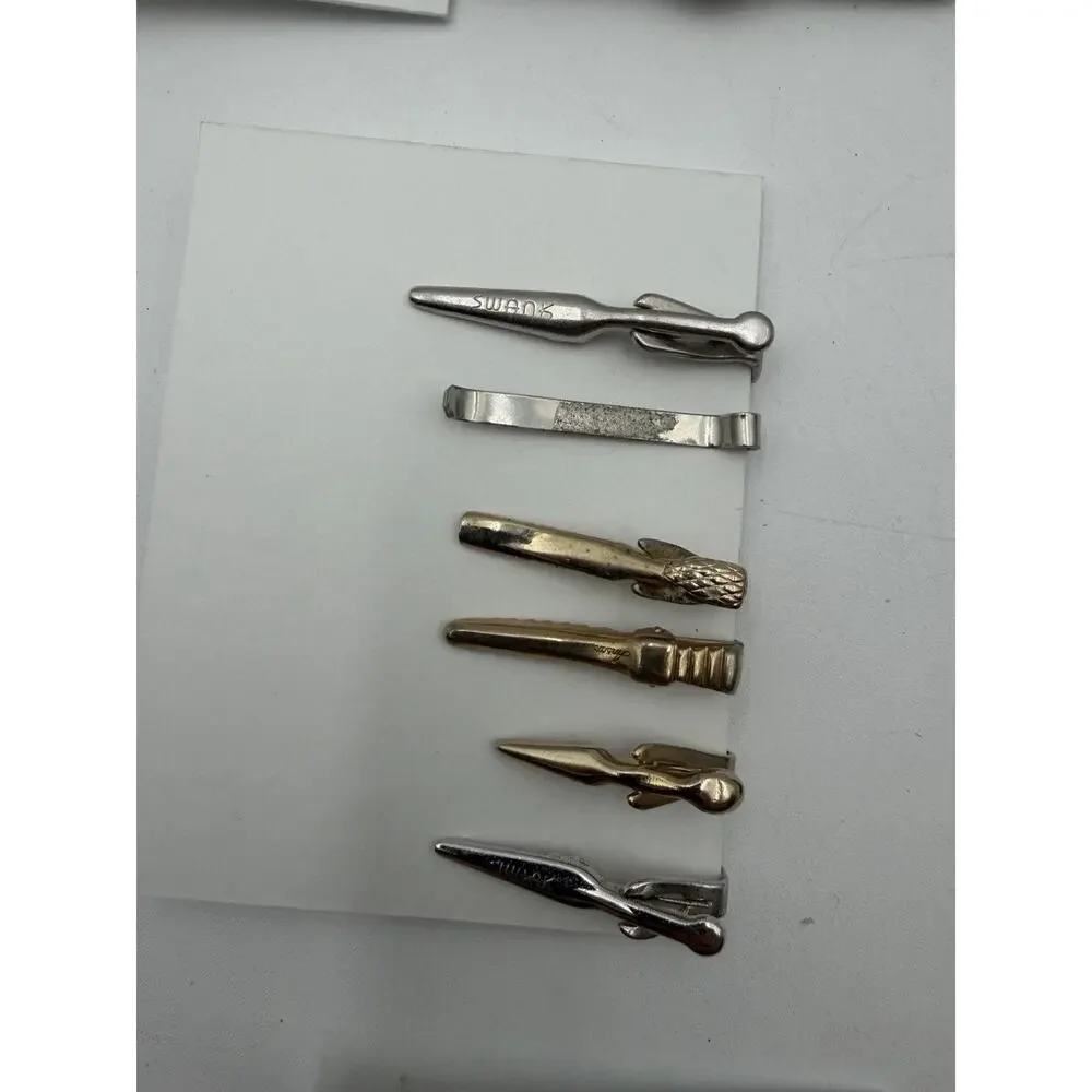 Vintage Lot 60+ Tie Clip/ Tie Pin Signed Anson Hicock Swank Gold Silver Tone